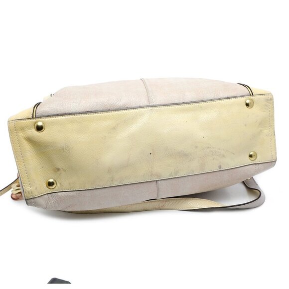 COACH Flagship Leather Ella Satchel Shoulder Bag Gold Parchment Cream Yellow - Picture 7 of 16